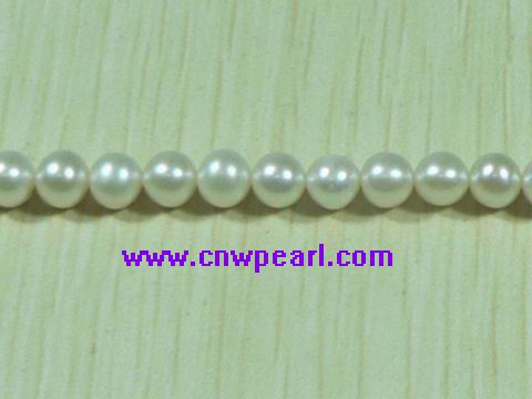 wholesale round natured white freshwater pearl strands